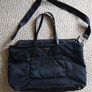Prada Large Nylon and Saffiano leather tote with long shoulder strap